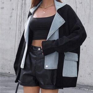 Stylish Black and denim Women's Jacket